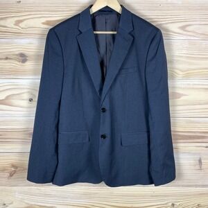 H&M Blazer Mens 44R Blue Skinny Fit Two Button Jacket Navy Blue